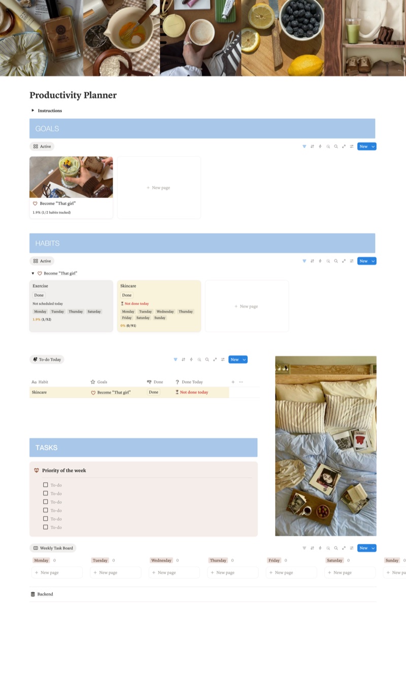 Productivity Planner template